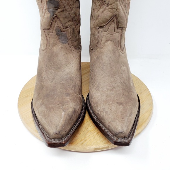 Steve Madden Lonestar Western Boots Womens 7.5 Brown Leather Cowboy Pointed Toe - Picture 4 of 15